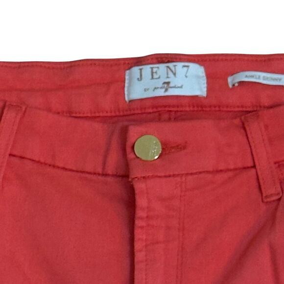 JEN 7 by 7 for all Mankind Raw Hem Skinny Stretch Ankle Jeans in Cher Sz 12 - Picture 5 of 13